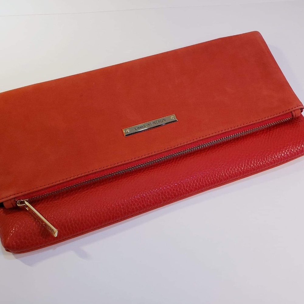 RED CLUTCH HAND BAG CAROLINE NERON